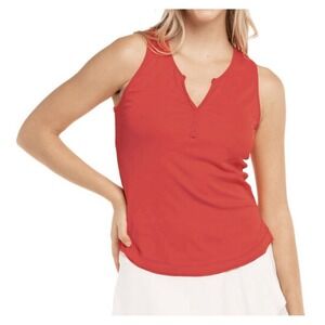 Lucky In Love Ribbed V-Neck Henley Tank Size XS Red NWT